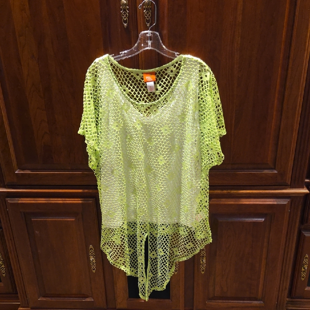 Hearts of Palm Light Green Mesh Top